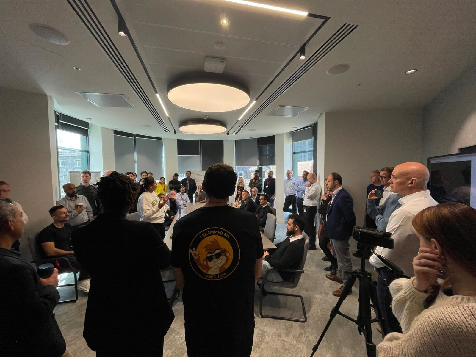 Emanuel leading AWS community meeting with attendees