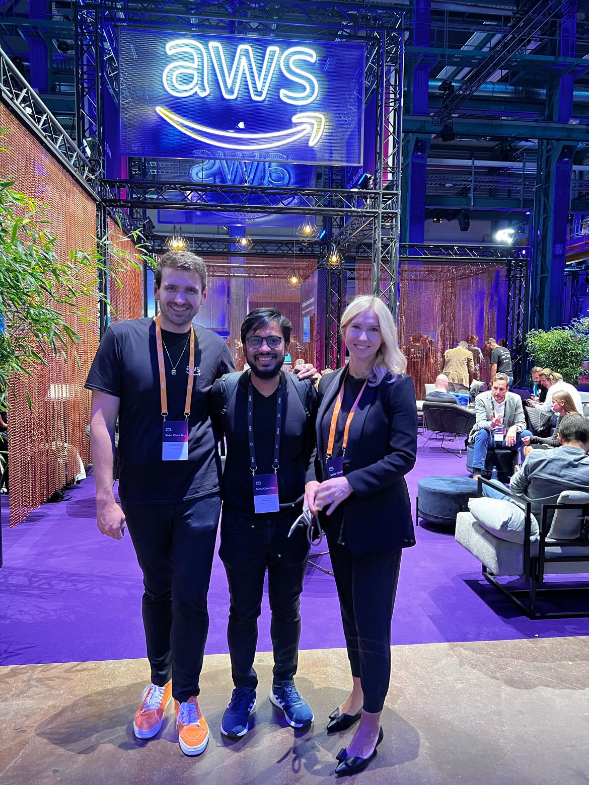 Emanuel networking at AWS Summit with colleagues